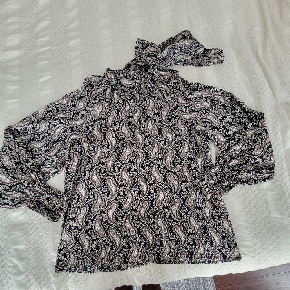 EUC Banana Republic Womens Paisley Cutout Blouse, M
